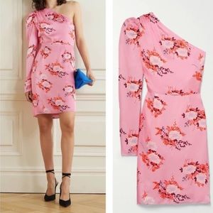 Les Reveries One-Sleeve Matte Floral Print Dress